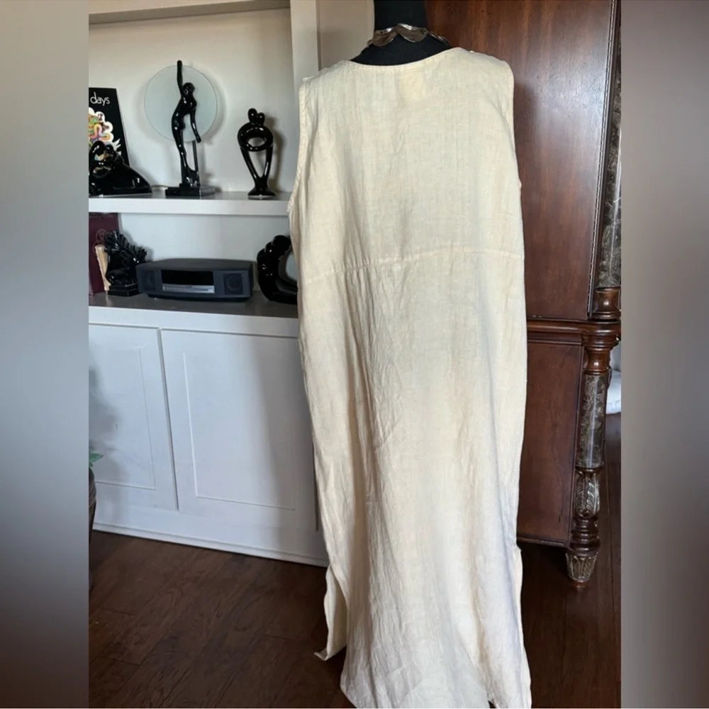 Vintage Blue Cactus‎ 2 Piece Set Linen Maxi Dress - Picture 4 of 11